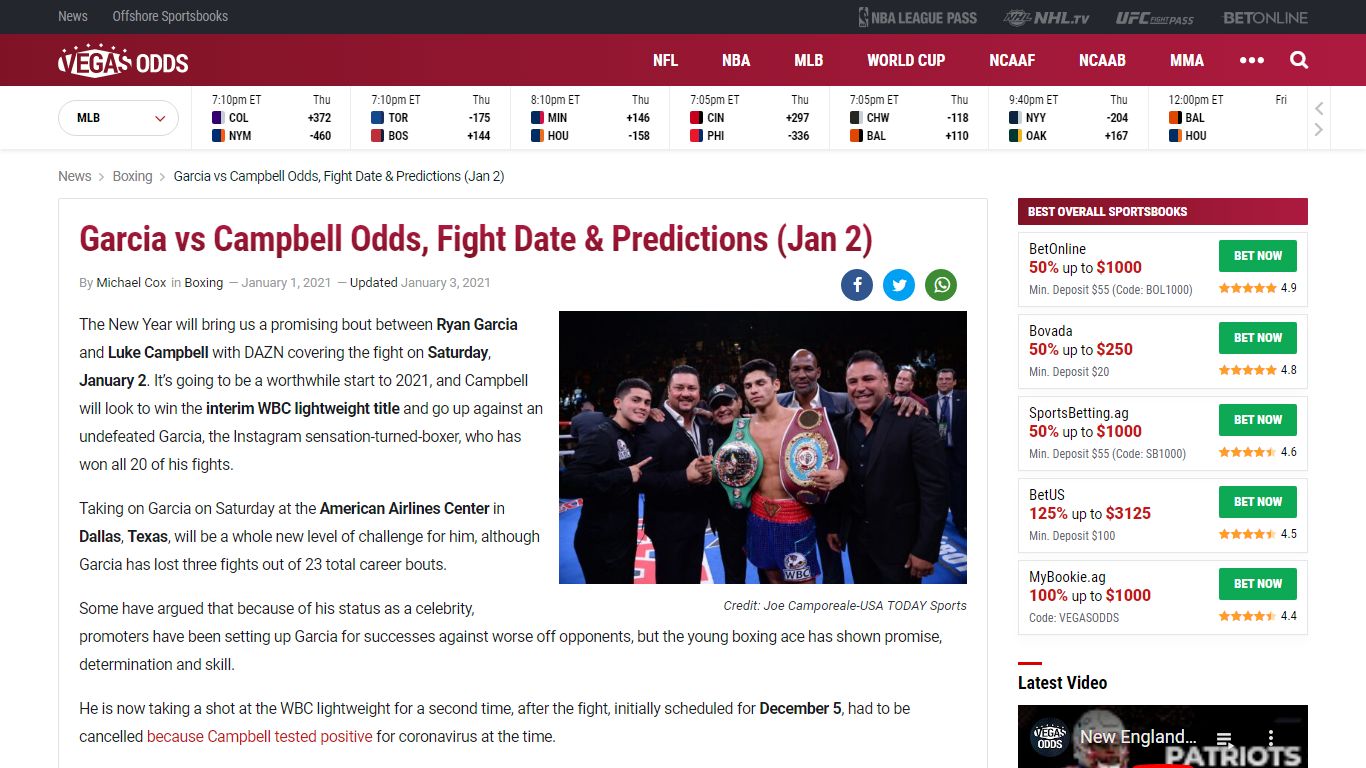 Garcia vs Campbell Odds, Fight Date & Predictions (Jan 2)