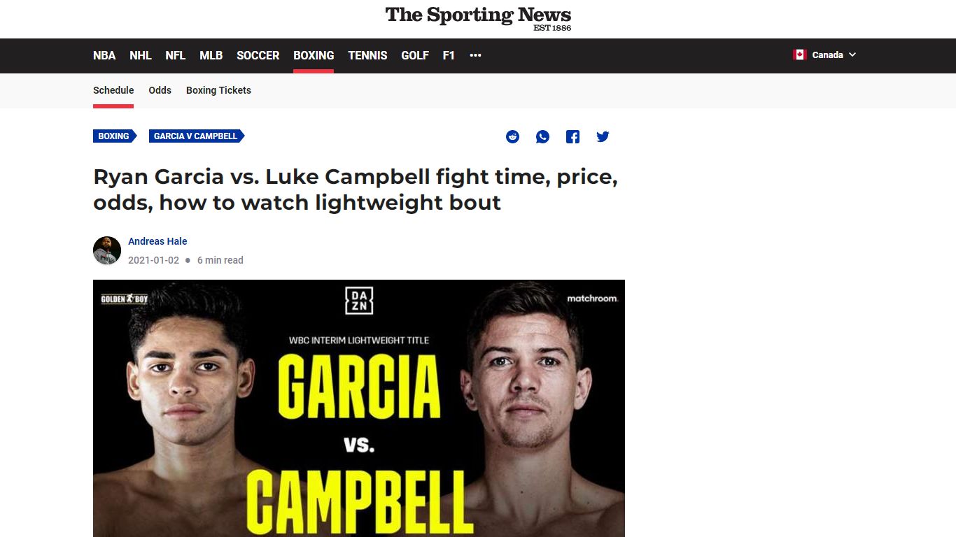 Ryan Garcia vs. Luke Campbell fight time, price, odds, how to watch ...